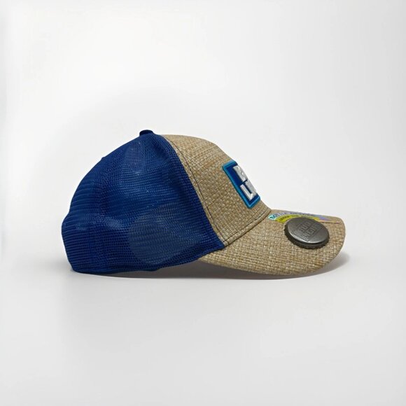 NWT Bud Light Straw Trucker Hat Bottle Opener Blue Patch One Size Adjustable - Picture 6 of 12